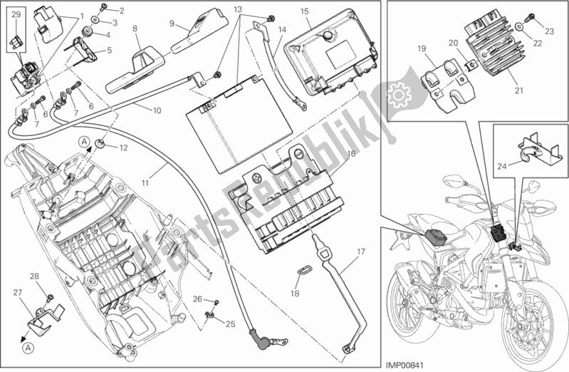 Todas as partes de Suporte Da Bateria do Ducati Hypermotard LS Thailand 821 2015